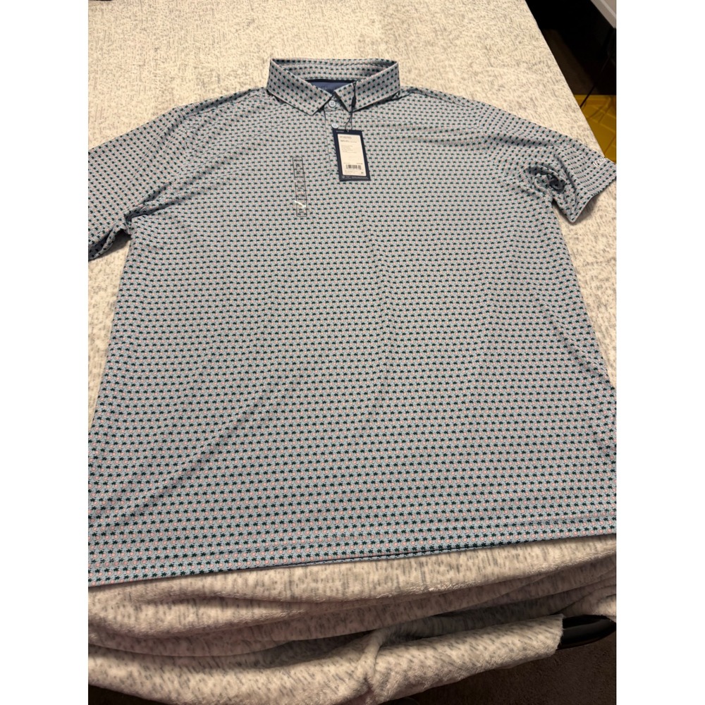 Walter Hagen Golf Polo Short Sleeve‎ Performance Soft Blue All Over Print XXL